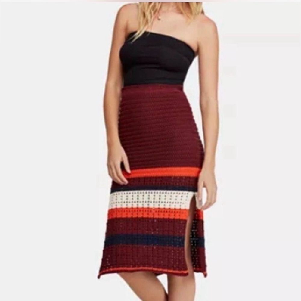 Free People Far from Here Crochet Midi Skirt
